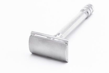 Used iKon Stainless Steel Standard Solid Guard DE Razor with Long Handle