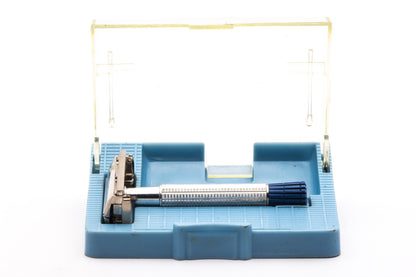 1956 B1 Gillette Blue Tip Light DE Super Speed Razor Set | Original Condition