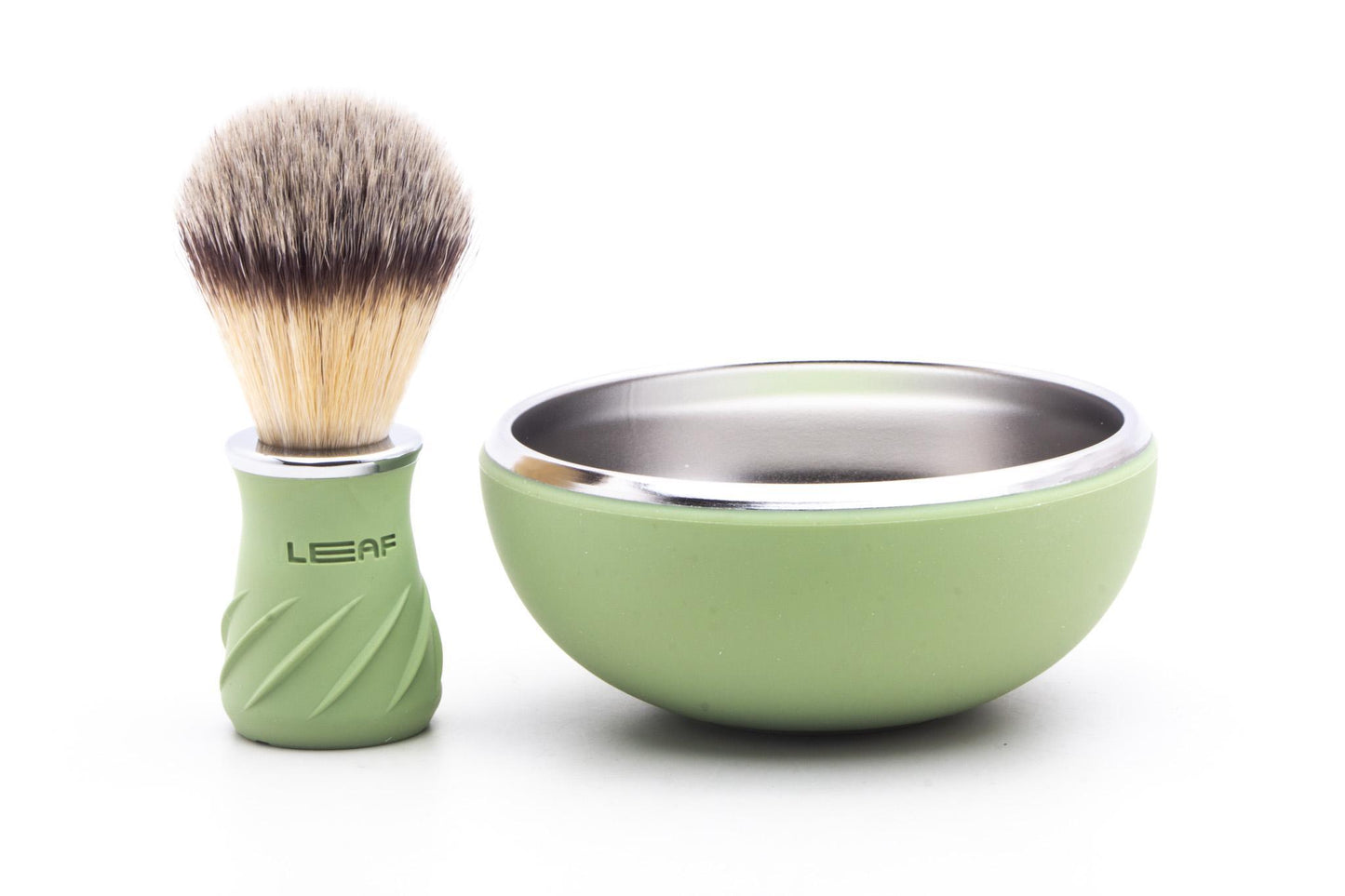 Leaf | Metal & Silicone Shave Bowl And Brush - Sage