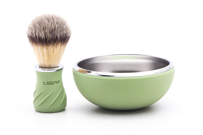 Leaf | Metal & Silicone Shave Bowl And Brush - Sage