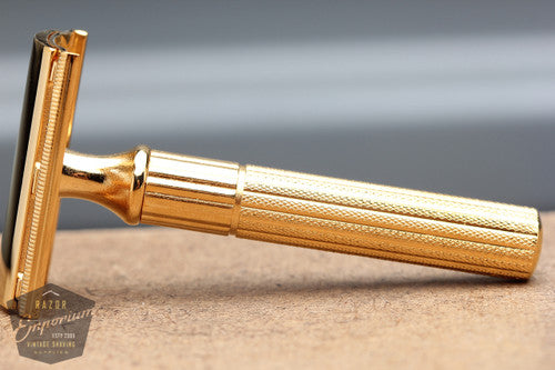 Gillette 1940's Fat Handle Tech 3 Piece Double Edge Safety Razor * REVAMPED 24K Gold