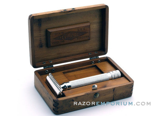 1929 Gillette Big Fellow Double Edge Safety Razor Set in Original Wood Box