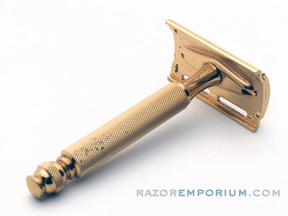 1953 Y4 Gillette Gold Ball End Tech Razor w/ Electro Etched Logo Cap