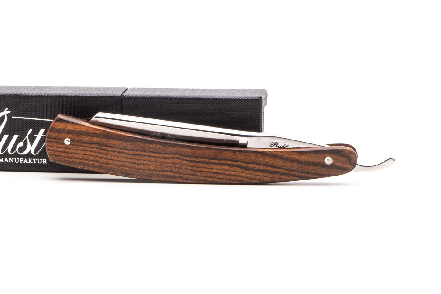 8/8" Ralf Aust Spanish Tip Straight Razor With Mexican Palisander Wood Scales