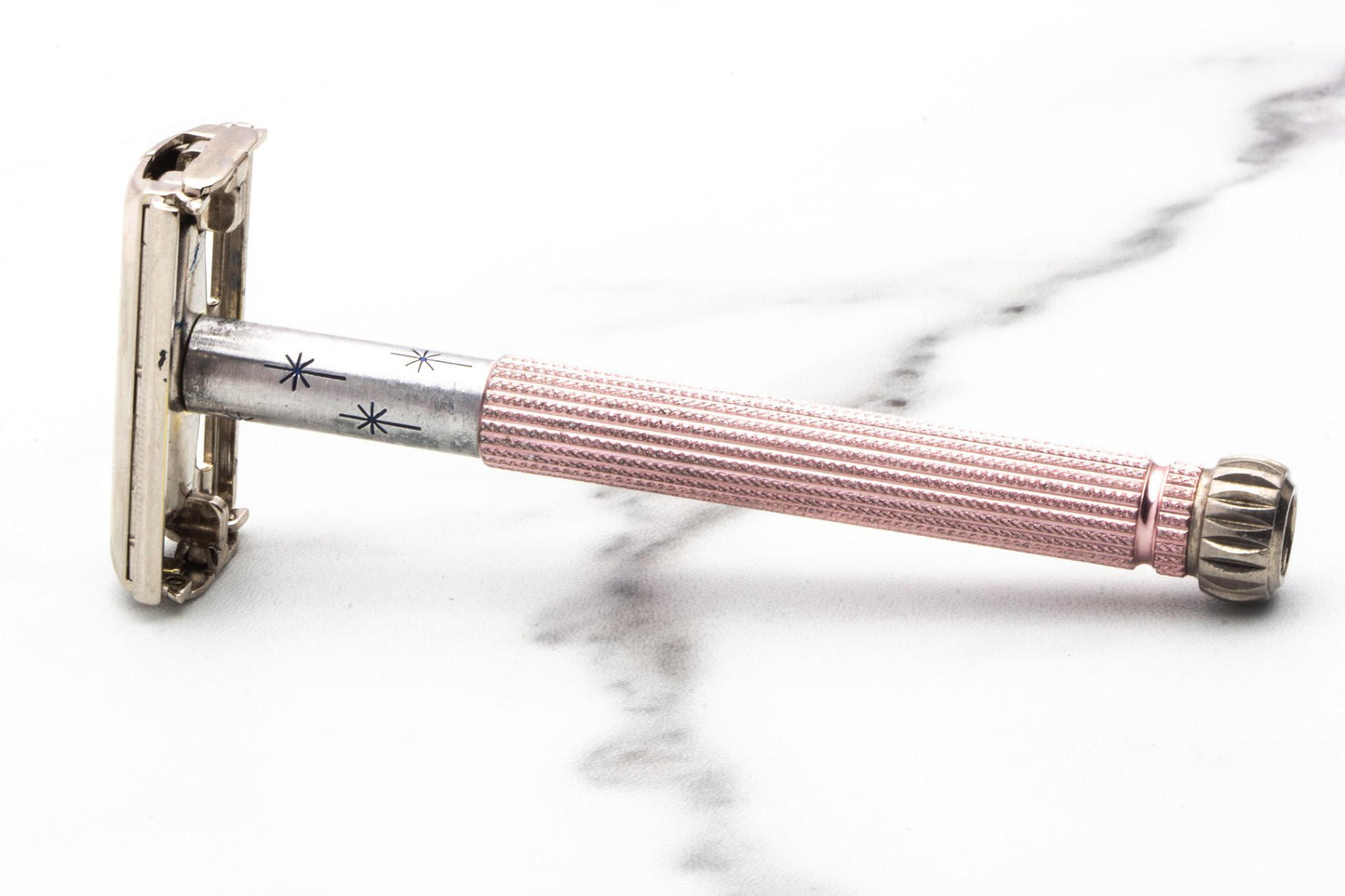 1968 N4 Gillette Pink Star Lady Gillette Double Edge Safety Razor | Factory Nickel Revamp