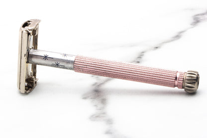 1968 N4 Gillette Pink Star Lady Gillette Double Edge Safety Razor | Factory Nickel Revamp