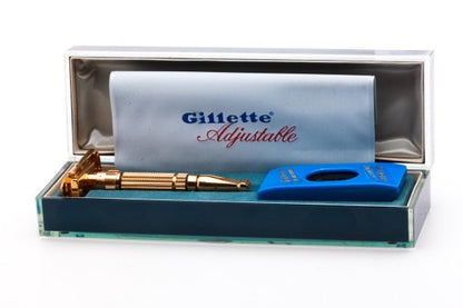 1960 Gillette Toggle Adjustable DE Safety Razor Set with Case & Instructions - F4