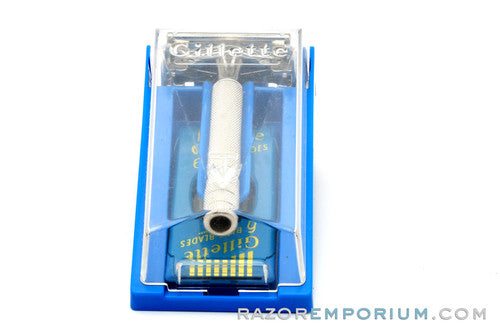1954 Z4 Gillette TV Super Speed DE Razor Set w/ Original Blue Case & Blades