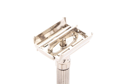 1960 F4 Gillette Fatboy Adjustable TTO Double Edge Safety Razor | Factory Nickel Revamp
