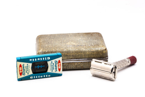 1957 C3 Gillette Red Tip Heavy Super Speed Safety Razor Set | Original Condition
