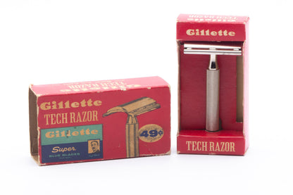 1963 I1 Gillette Ball End Tech DE Razor in Original Red Box | Original Condition