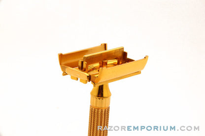 1940's Gillette Gold Aristocrat Double Edge in Maroon Case w/ Box Excellent