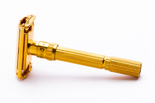 1961 Gillette Slim Aristocrat Adjustable DE Safety Razor  24K Gold Revamp