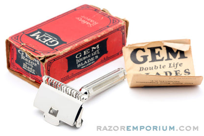 1930's Gem 1912 Damaskeene Style Single Edge Safety Razor Set