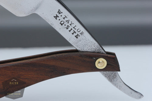 5/8" W. Taylor Straight Razor w/ Brown Wooden Scales  Wedge |  England