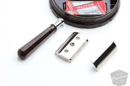 Swing Double Edge Safety Razor Set with Brown Case