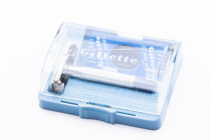1955 Gillette Blue Tip Light DE Super Speed Razor with Case A2