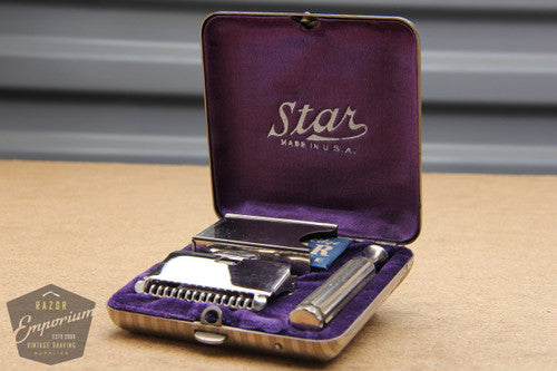 Star 1912 Single Edge Safety Razor w/ Orig. Metal Case - Mint