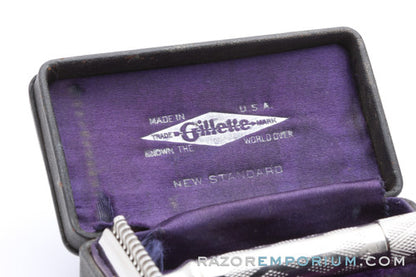 1928 Gillette New Standard Safety Razor with Case - Factory Nickel