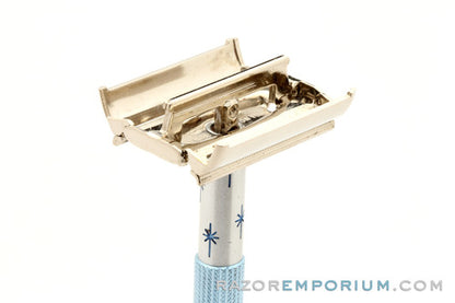 1973 Gillette Blue Star Lady Gillette DE Safety Razor T1