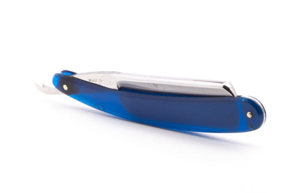 7/8" Filarmonica 14 Doble Temple Jose Monserrat Pou Straight Razor With Transparent Blue Scales