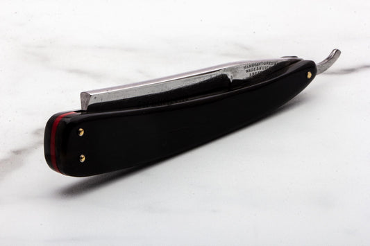7/8" Vintage Restored The Celebrated Wade & Butcher Straight Razor With Dark Horn Scales