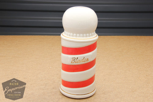 Red & White Barber Pole Porcelain Blade Safe