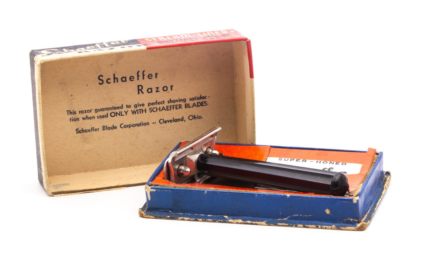 Stream-Lined Schaeffer Razor Set with Blade| Original Condition