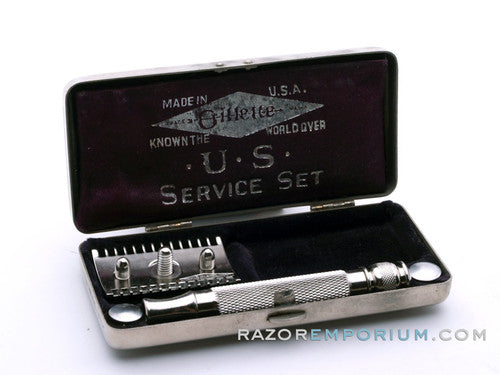 1916 Gillette US Service Set Ball End Old Type w/ Metal Case