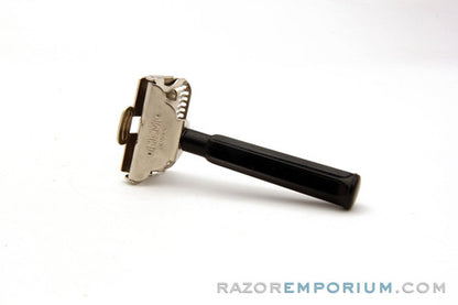 1930s Gem Junior SE Safety Razor w/ Black Handle Factory Nickel Revamp