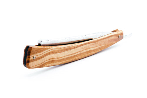 6/8" Ertan Süer Mon Fier Destrier Carbon Straight Razor | Olivewood Scales