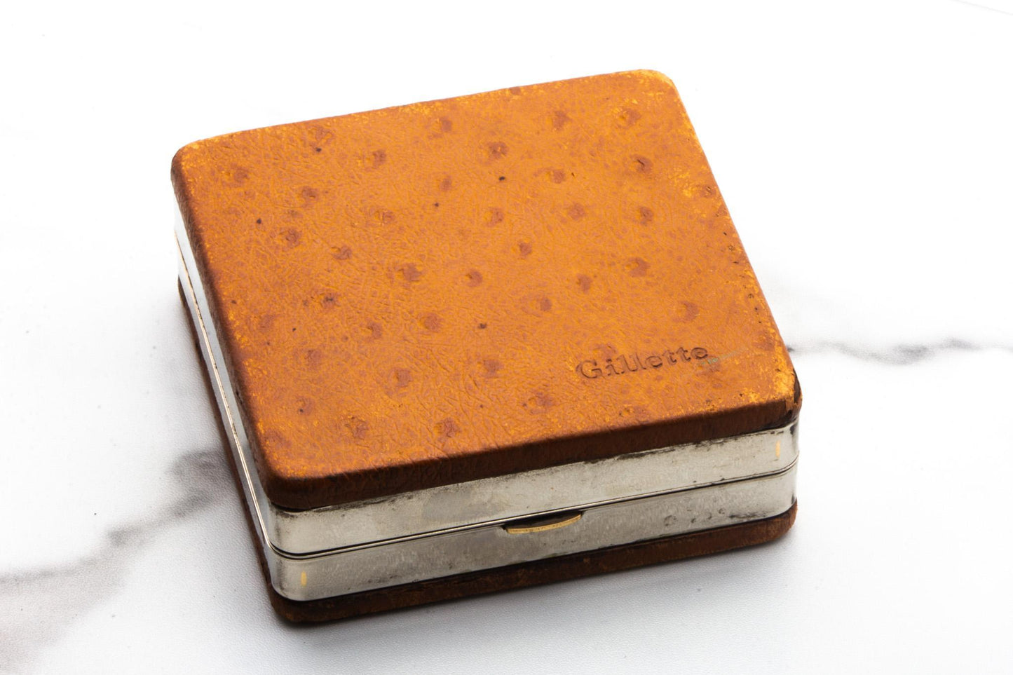 1948-1951 Gillette Rhodium Executive Razor in Ostrich Leather Case | Original Condition