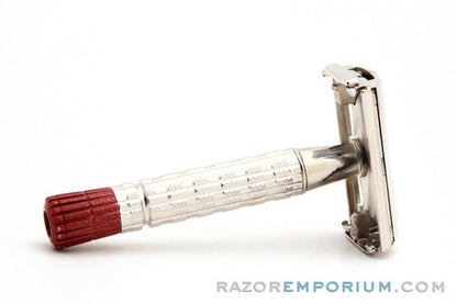 1955 Gillette Red Tip Heavy Super Speed DE Safety Razor Rhodium Revamp