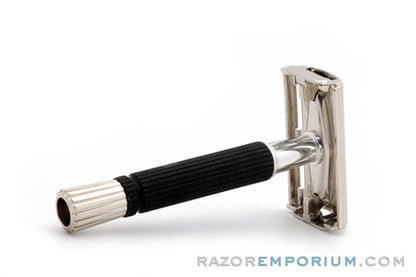 1970 P4 Gillette Black Handle Super Speed Safety Razor w/ Case & Blade Bank