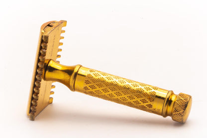 1930's Gillette Gold NEW Deluxe Norfolk Tuckaway Double Edge Safety Razor Set | Original Condition