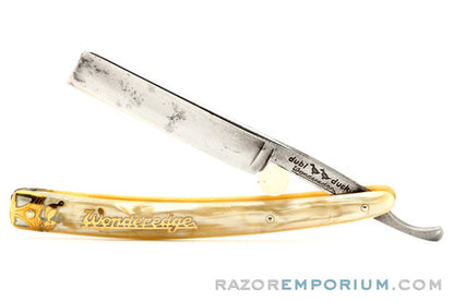 5/8" Dubl Duck Pearlduck Wonderedge w/ Gold Inlay Celluloid Scales Straight Razor |  Solingen, Germany