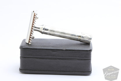 Gillette 1922 Silver New Standard Razor in Original Leather Case