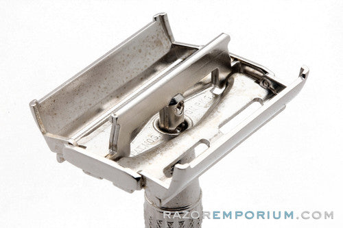 1956 Gillette Red Tip Heavy Super Speed Safety Razor B2 Rhodium