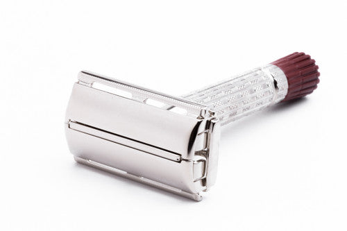 1956 B2 Gillette Heavy Red Tip Super Speed TTO Double Edge Safety Razor  | Factory Nickel Revamp