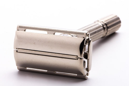 1964 J4 Gillette Slim Adjustable Double Edge Safety Razor | Factory Nickel Revamp