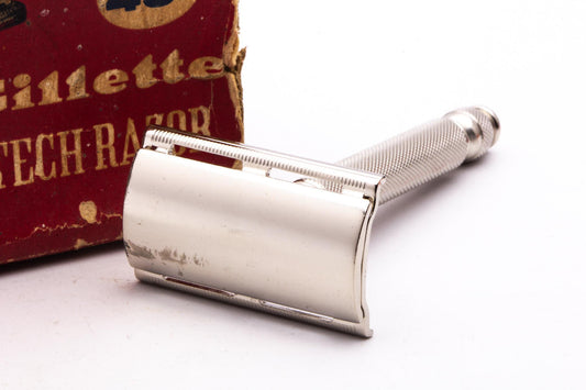 1940's Gillette Ball End Tech DE Razor Set | Original Condition