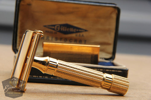 Gillette 1946-1947 Aristocrat DE Safety Razor w/ Leather Case