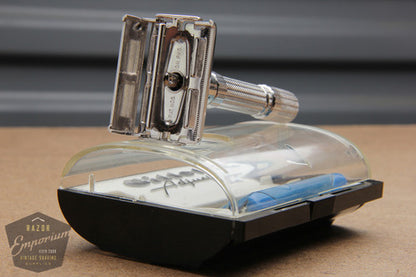 Gillette 1960 Fatboy / $1.95 Adjustable DE Safety Razor in Case F3 - Rhodium REVAMPED