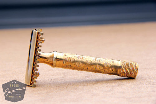 Gillette 1927 Gold New Standard Safety Razor in Original Black Leather Case