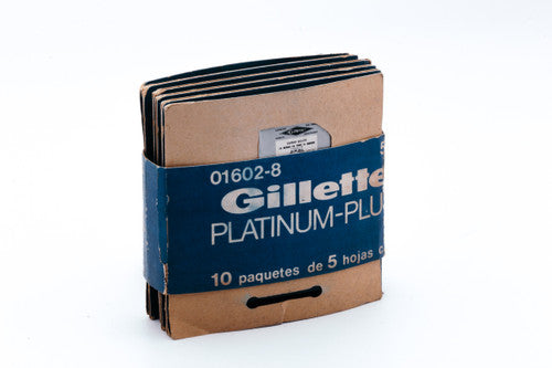 New Old Stock - 50 Gillette Platinum Plus - Made in Argentina - Double Edge Razor Blades