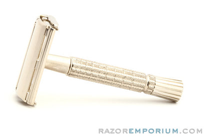 1965 K4 Gillette Flare Tip DE Super Speed Safety Razor | Factory Nickel Revamp