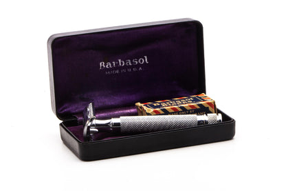 Barbasol Floating Head Double Edge Safety Razor in Orig. Leather Case | Original Condition