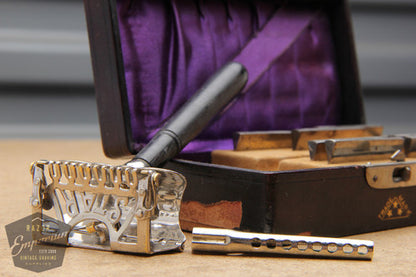 Kampfe Bros. 1900's Star New 7 Day Model SE Safety Razor in Black Leather Case