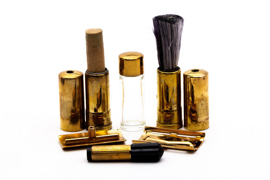 1952 X2 Gillette Gold Ball End Tech Travel Shave Set | Original Condition