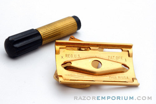 1977 Gillette Ball End Tech Travel Spiral Handle Razor X1